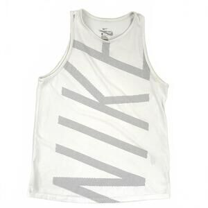 Nike | Women’s White Active Racer Back Tank Top w Black Dot Lettering Size S